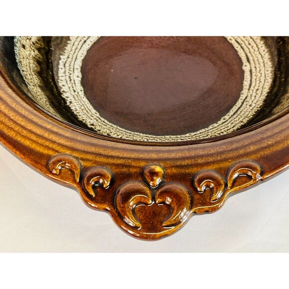 Vintage Haeger USA Pottery Wash Basin Bowl Brown Swirl - Picture 2 of 7